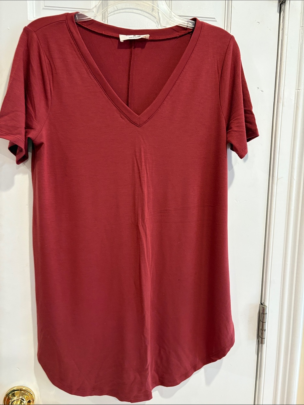 Women's V-Neck Short Sleeve Tee - Wine